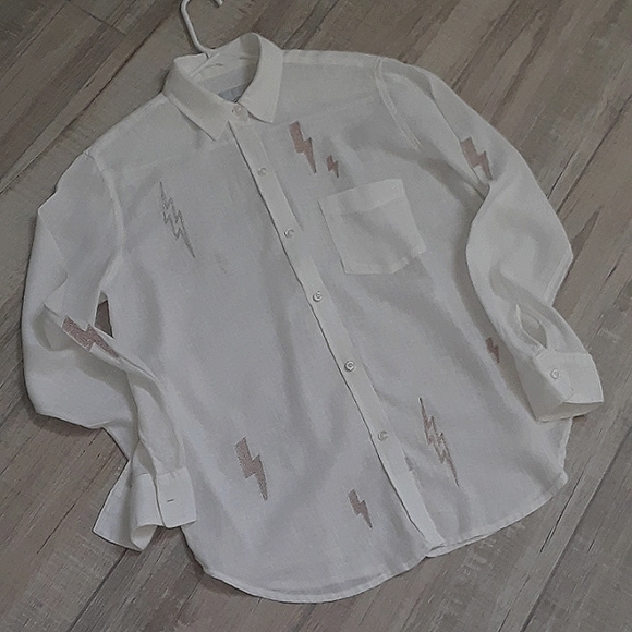 RAILS..CHARLIE..WHITE LIGHTNING LINEN BLOUSE - Picture 1 of 10